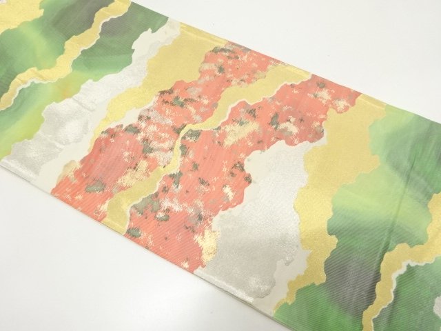 JAPANESE KIMONO / ANTIQUE HIKIHAKU KASUMI PATTERN WOVEN FUKURO OBI (MA